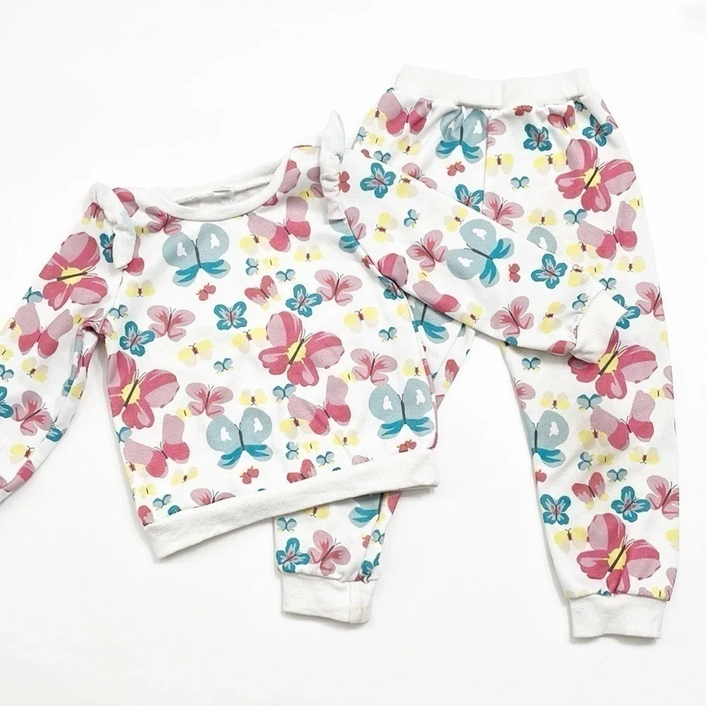 SHEIN toddler girls butterfly print matching set